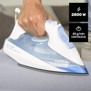 Fier de calcat cu abur Taurus 918984000 Agatha 2800 2800 W, sistem anticalcar si autocuratare, protectie antipicurare, talpa ceramica, abur 170 g/min, plastic, alb/albastru - Img 2