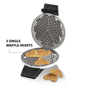 Fier de vafe Cloer 1631HB, pentru 5 inimioare individuale de vafe, acoperire antiaderenta, 930 W, cos suspendat, functie practica de suport, metal, alb - Img 5