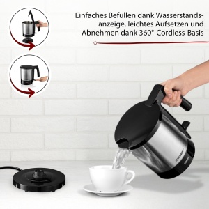 Fierbator de apa Cloer 4700, 1.5L, 2200W, inox, negru - Img 3
