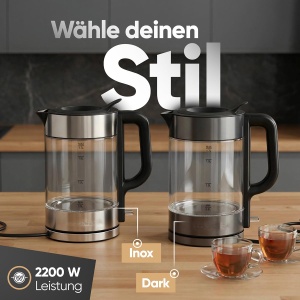 Fierbator de apa ProfiCook PC WKS 1322, 1.7L, 2200W, sticla si otel inoxidabil - Img 7