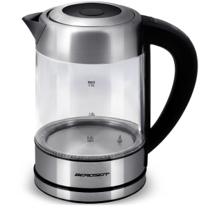 Fierbator electric Berdsen cu control temperatura 60-100C, 1.7L, 2200W, sticla si inox - Img 3