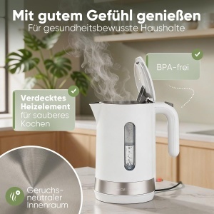 Fierbator electric Clatronic WK 3840, 1.8L, 2200W, BPA free, alb - Img 3