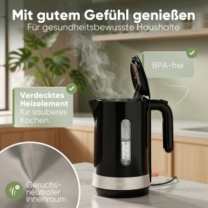 Fierbator electric Clatronic WK 3840, 1.8L, 2200W, BPA free, Negru - Img 3