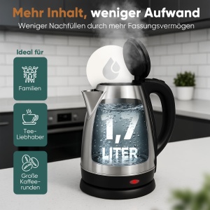 Fierbator electric Clatronic WKS 3830, 1,7 litri, 2200W, inox - Img 2