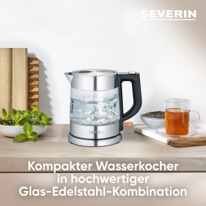 Fierbator electric Severin WK 3468 din sticla si inox 1L compact si puternic - Img 5