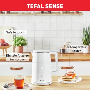 Fierbator electric Tefal KO6931, 1.5 L, 1800 W, alb, afisaj digital, 5 trepte temperatura - Img 6