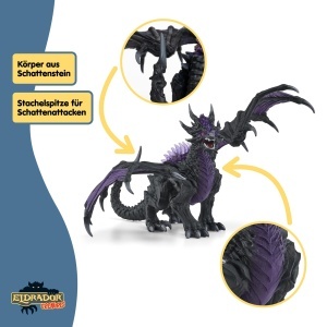 Figurina Dragon Schleich ELDRADOR Schattendrache 70152, 22 x 19 x 13 cm, cu aripi mobile - Img 4