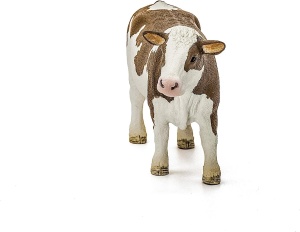 Figurina Ferma - Schleich Fleckvieh-Kuh 13801, 13 x 4 x 8 cm, pentru copii de la 3 ani - Img 7