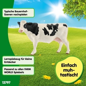 Figurina Ferma - Schleich Holsteinkuh 13797, 6 x 13 x 8 cm, Negru-Alb - Img 4