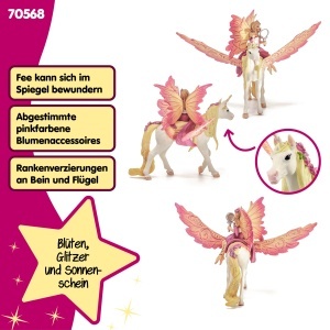 Figurina Feya cu Pegasus-Einhorn Schleich BAYALA Detalii fine, 3 piese, 5 ani - Img 3