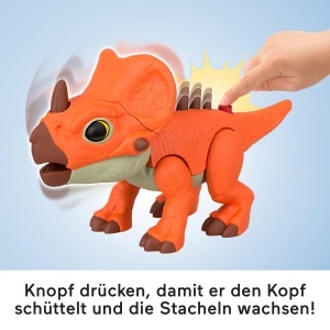 Figurina interactiva Fisher-Price Imaginext Jurassic World Aquilops JGP99 20 cm cu functii speciale - Img 3