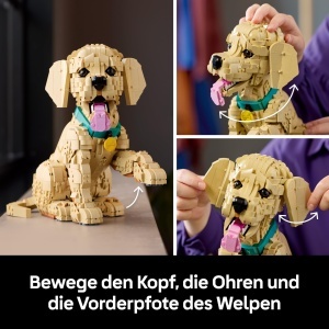 Figurina LEGO Golden Retriever - 3D, cu Halsband si Medaillon, pentru Adulti - Img 5