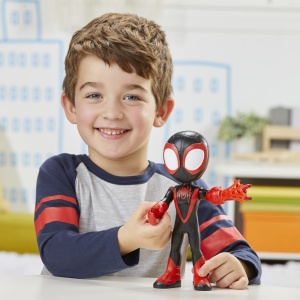 Figurina Spider-Man Miles Morales, 22,5 cm, Jucarie pentru copii, Culoare RosuAlbastru - Img 10