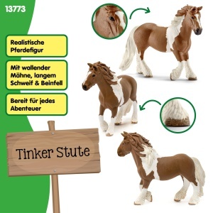 Figurina Tinker Stute Schleich 13773, 14 x 5 x 11 cm, Culoare Brown-White - Img 3