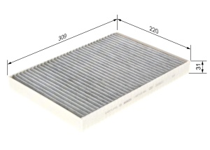 Filtru de habitaclu Bosch R5560 cu carbune activ, dimensiuni 309x220x30.5 mm - Img 2