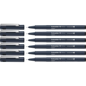 Fineliner Schneider Pictus 6er Set, 0,3 mm, negru, din plastic reciclat