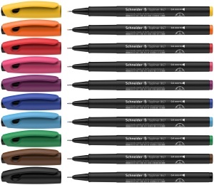 Fineliner Schneider Topliner 967, 0,4 mm, set 10 culori