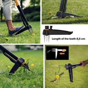 Fiskars Xact 1077305 Unealta pentru indepartarea buruienilor 1 m NegruPortocaliu - Img 4