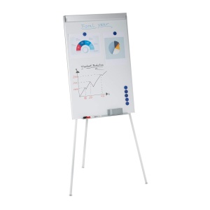Flipchart cu tablou magnetic Relaxdays, inaltime ajustabila, 90 x 60 cm, alb