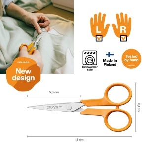 Foarfeca de mana Fiskars Classic, 5.3 cm, pentru dreptaci si stangaci, portocalie - Img 2