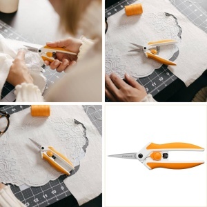 Foarfeca Fiskars Softgrip Easy Action 1070029 15 cm AlbPortocaliu pentru detalii precise - Img 2
