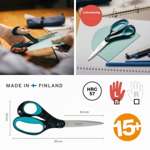Foarfeca pentru tineri Fiskars 20 cm, design ergonomic, stanga, negruroz - Img 2