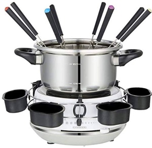 Fondue electric Melissa 16310230 pentru 8 persoane, 2 litri, 1200W, inox alb