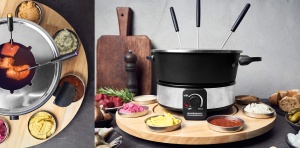 Fondue Set Gastroback 42566 Rotativ 8 Recipiente Inox Reglaj Temperatura 1000W NegruArgintiu - Img 4
