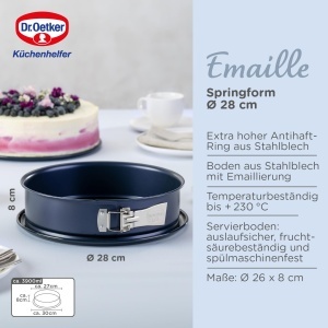 Forma pentru copt Dr Oetker Springform O 28 cm email rezistent albastru inchis margine inalta - Img 3