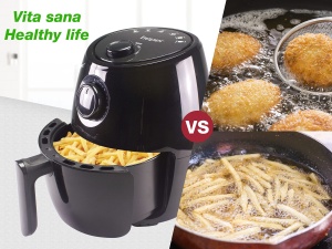 Friteuza cu aer BEPER P101FRI001, fara ulei, temporizator si temperatura reglabile, tava si grata detasabile, capacitate de 2 litri, 1000 wati, negru - Img 5