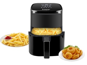 Friteuza cu aer BEPER P101FRI051, prajit cu ulei, 5 l, touchpad, 8 programe, reglabil la 200 degC, temporizator 60 minute, oprire automata, negru - Img 1