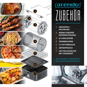 Friteuza cu aer cald Arendo 12L - 4 in 1, LED Touchscreen, BPA liber - Img 3