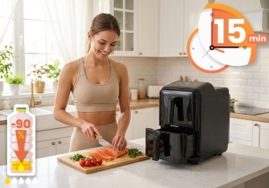 Friteuza cu aer cald Berdsen - 11,6 l, 3000 W, 9 programe, negru - Img 8