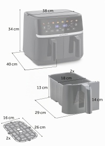 Friteuza cu aer cald Berdsen XXL 10,2L, 1700W, 8 programe - Img 4