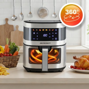 Friteuza cu aer cald Berdsen XXL 9,1L 1700W cu touchscreen si fereastra vizibila - Img 2