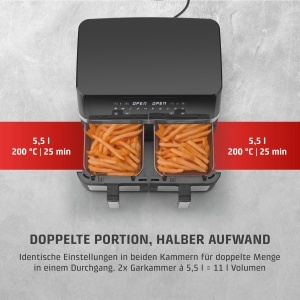 Friteuza cu aer cald CASO AirFry DuoChef, 14L, 10 programe, 2 camere - Img 6