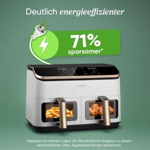 Friteuza cu aer cald COSORI Dual Basket 8.5L, 1750W, Negru-Alb, 6-in-1 - Img 6