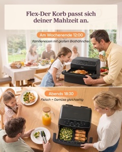Friteuza cu aer cald COSORI Dual Blaze Twinfry Compact, 2700W, 2 zone de gatire - Img 5