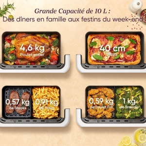 Friteuza cu aer cald COSORI TwinFry 10L, 5-in-1, control inteligent - Img 4