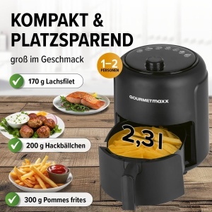 Friteuza cu aer cald GOURMETmaxx 2.3L, 1000W, Timer 60 min, Rapid-Air - Img 5