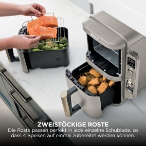 Friteuza cu aer cald Ninja Double Stack SL451EUSD, 9.5L, 6 functii, Steingold - Img 7