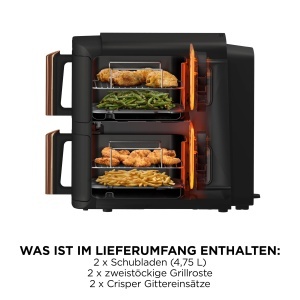 Friteuza cu aer cald Ninja Double Stack XL, 9,5 L, 6-in-1, NegruCupru - Img 13