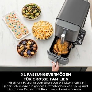Friteuza cu aer cald Ninja Double Stack XL, 9.5L, 6 functii, gri - Img 5