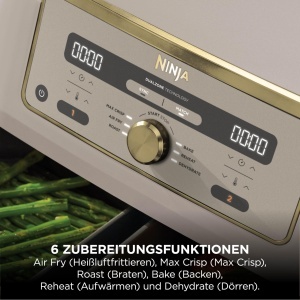 Friteuza cu aer cald Ninja Dual Zone, 9,5 L, 6-in-1, Stone Gold - Img 5