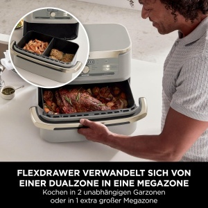 Friteuza cu aer cald Ninja Foodi FlexDrawer, 10,4 L, Dual Zone, Stone Gold - Img 2
