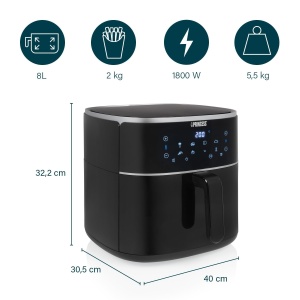 Friteuza cu aer cald Princess 182254, 8 L, 1800 W, neagra - Img 2