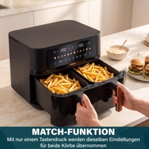 Friteuza cu aer cald Princess 9L 3100W - 2 zone, capacitate mare, functie sincronizare - Img 9