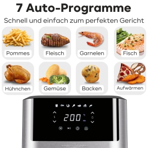 Friteuza cu aer cald ProfiCook PC-FR 1269 H, 8L, 1800W, inox - Img 6