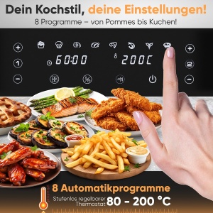 Friteuza cu aer cald ProfiCook(r) cu sistem de gata simultana | 9 litri | Friteuza cu aer 2 camere | prajiti fara grasime | Friteuza cu aer | Recipiente antiaderente | Friteuza cu aer | PC FR 1295 H - Img 6