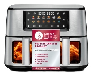 Friteuza cu aer cald Rommelsbacher FRH 2650, 2 cosuri de 5,5 litri, 12 programe
